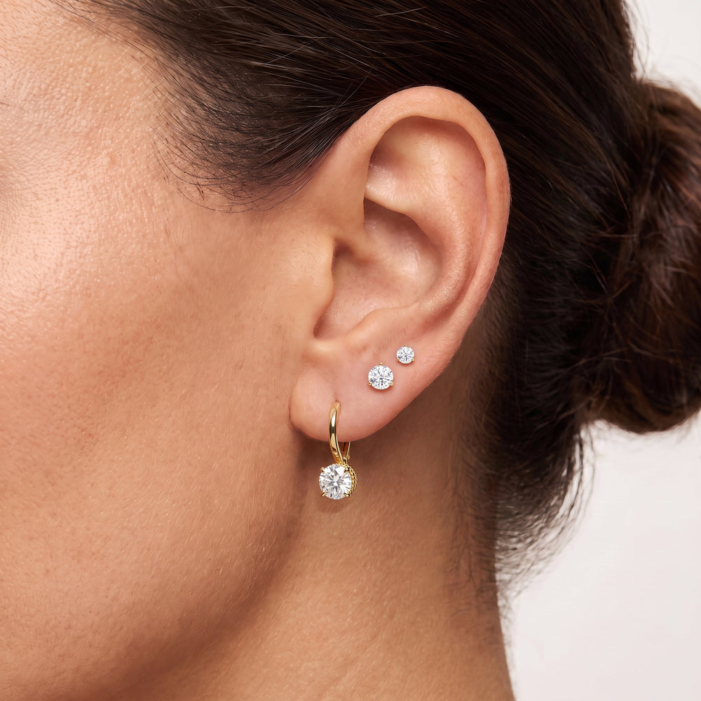 The Seraphine Classic Earrings with 14KT Yellow Gold / Lab / 2 1/20 Cut Diamond in 14KT Yellow Gold / Lab / 2 1/20 view 4
