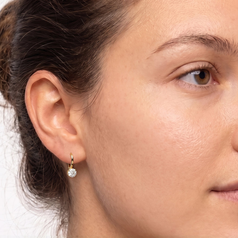 The Seraphine Classic Earrings with 14KT Yellow Gold / Lab / 2 1/20 Cut Diamond in 14KT Yellow Gold / Lab / 2 1/20 view 3
