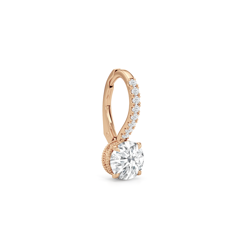 The Seraphine Pavé Earrings with 14KT Rose Gold / Lab / 2 1/5 Cut Diamond in 14KT Rose Gold / Lab / 2 1/5 view 5
