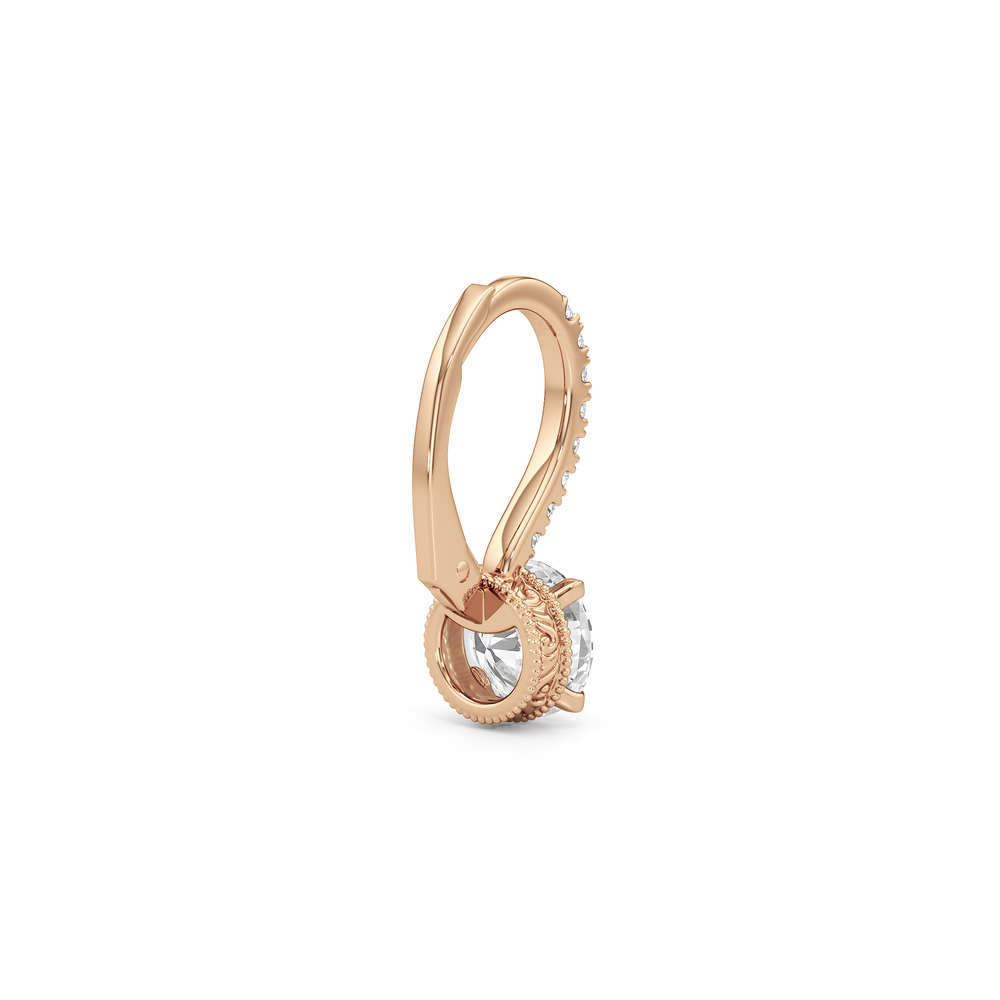 The Seraphine Pavé Earrings with 14KT Rose Gold / Lab / 2 1/5 Cut Diamond in 14KT Rose Gold / Lab / 2 1/5 view 6
