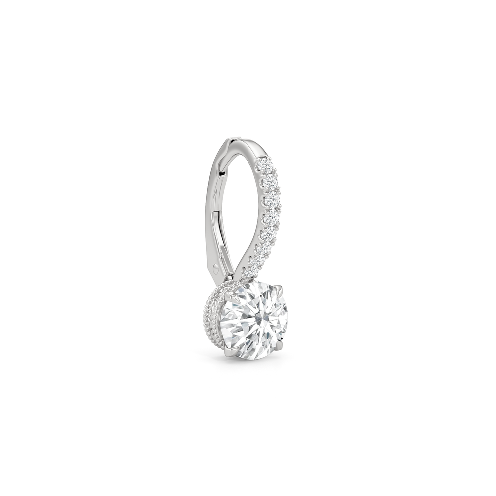 The Seraphine Pavé Earrings with 14KT White Gold / Lab / 2 1/5 Cut Diamond in 14KT White Gold / Lab / 2 1/5 view 5
