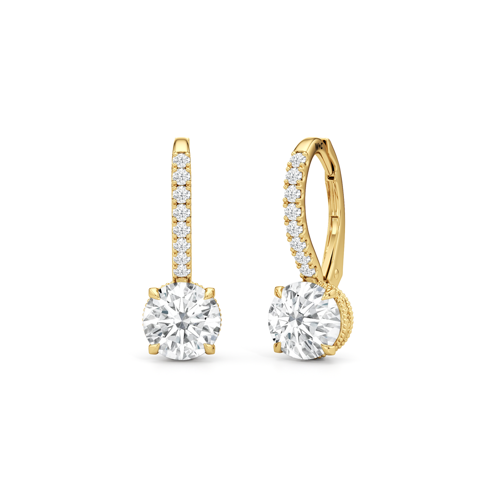 The Seraphine Pavé Earrings with 14KT Yellow Gold / Lab / 2 1/5 Cut Diamond in 14KT Yellow Gold / Lab / 2 1/5 view 2

