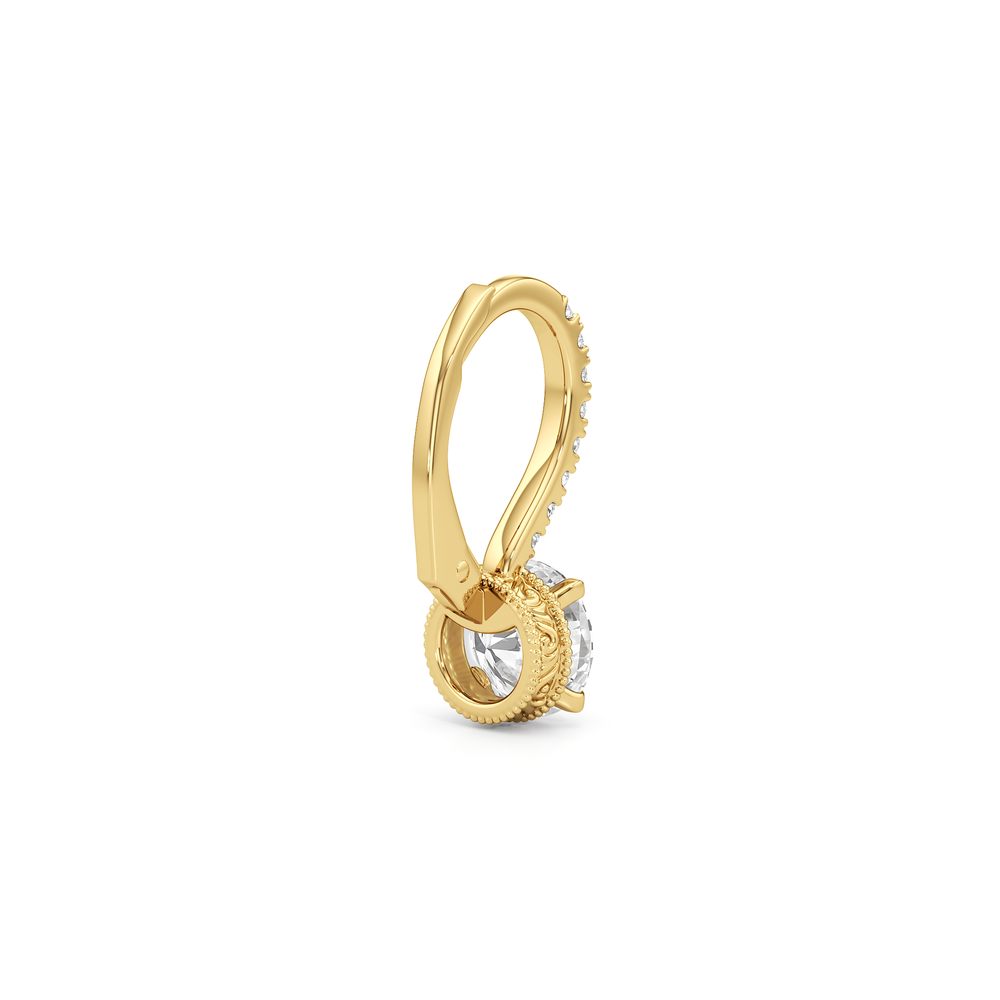 The Seraphine Pavé Earrings with 14KT Yellow Gold / Lab / 2 1/5 Cut Diamond in 14KT Yellow Gold / Lab / 2 1/5 view 6
