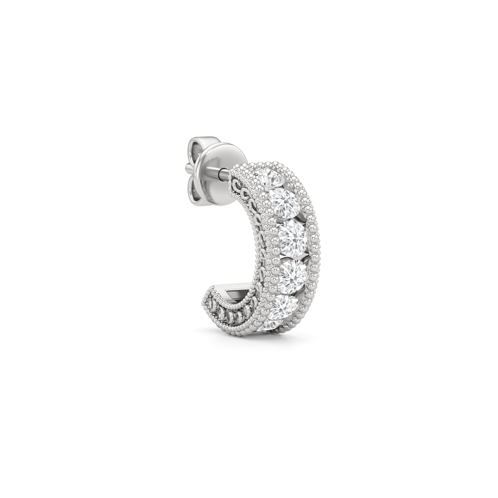 The Seraphine Hoops with 14KT White Gold / Lab / 1 Cut Diamond in 14KT White Gold / Lab / 1 view 5
