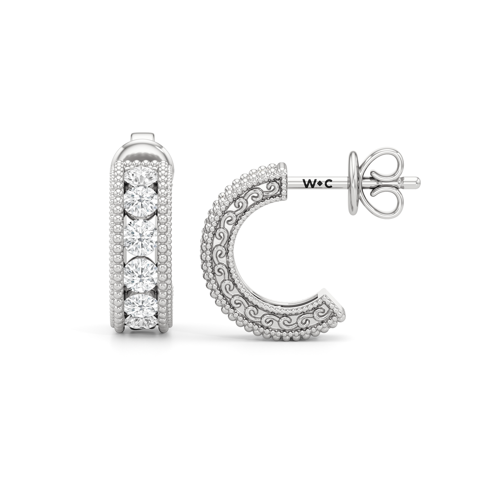 The Seraphine Hoops with 14KT White Gold / Lab / 1 Cut Diamond in 14KT White Gold / Lab / 1 view 7
