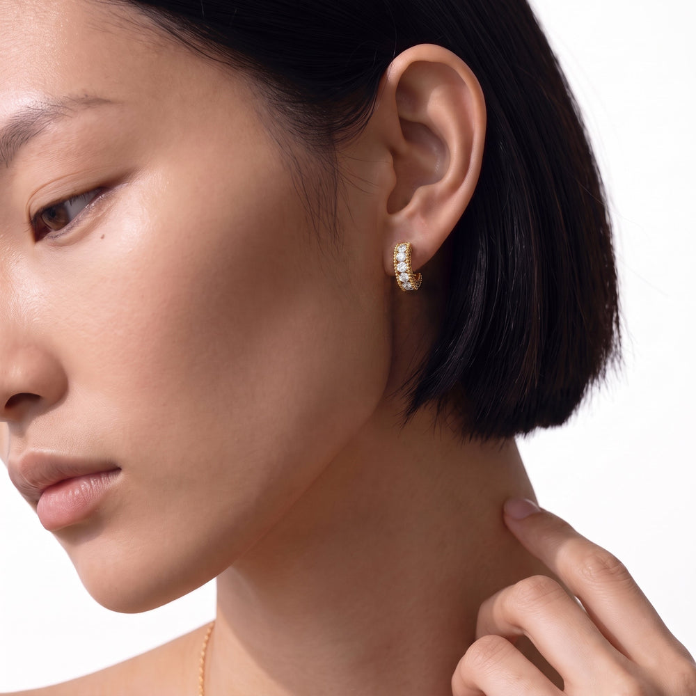 The Seraphine Hoops with 14KT Rose Gold / Lab / 1 Cut Diamond in 14KT Rose Gold / Lab / 1 view 3

