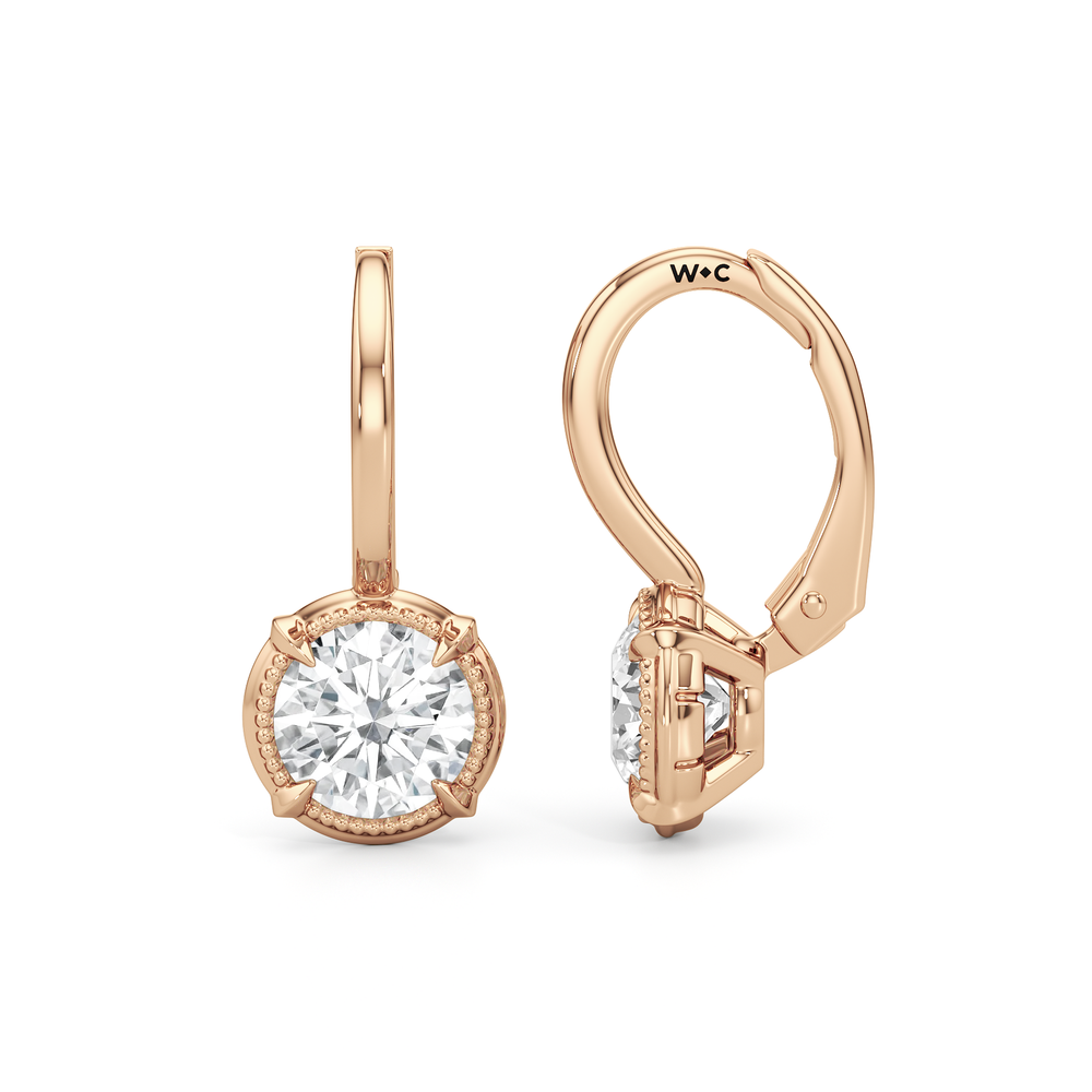 The Mercer Leverback Earrings with 14KT Rose Gold / Lab / 2 Cut Diamond in 14KT Rose Gold / Lab / 2 view 7
