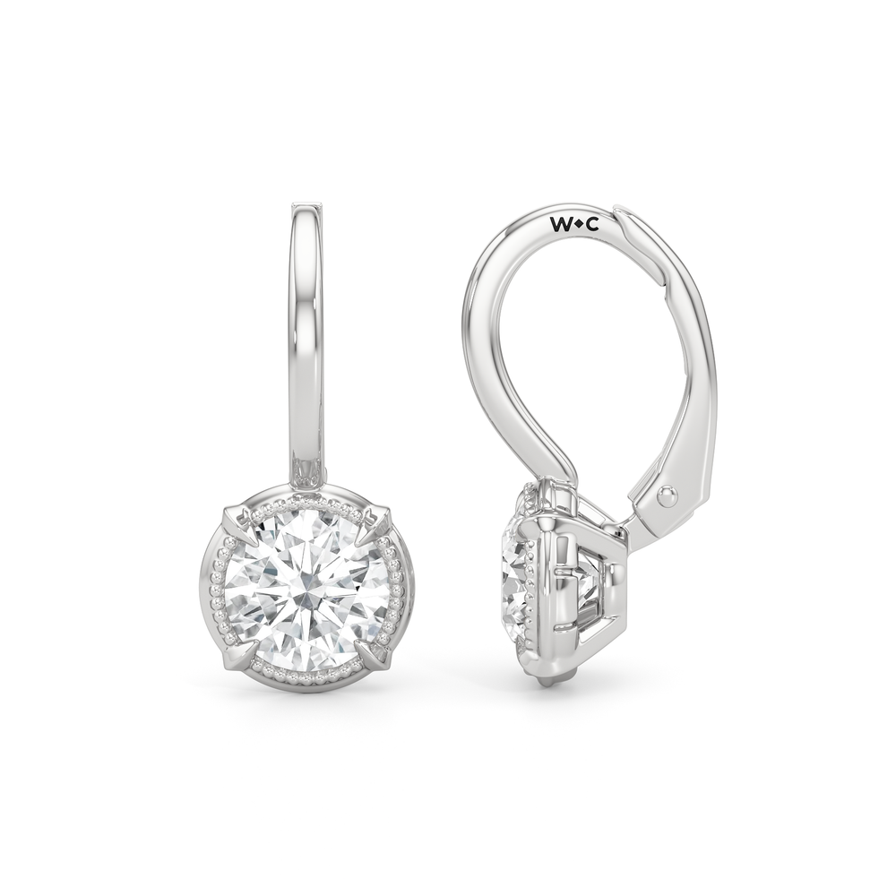 The Mercer Leverback Earrings with 14KT White Gold / Lab / 2 Cut Diamond in 14KT White Gold / Lab / 2 view 7

