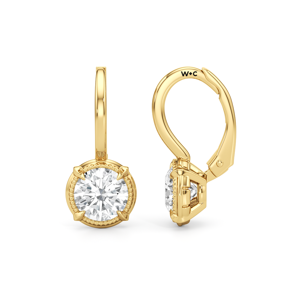 The Mercer Leverback Earrings with 14KT Yellow Gold / Lab / 2 Cut Diamond in 14KT Yellow Gold / Lab / 2 view 7
