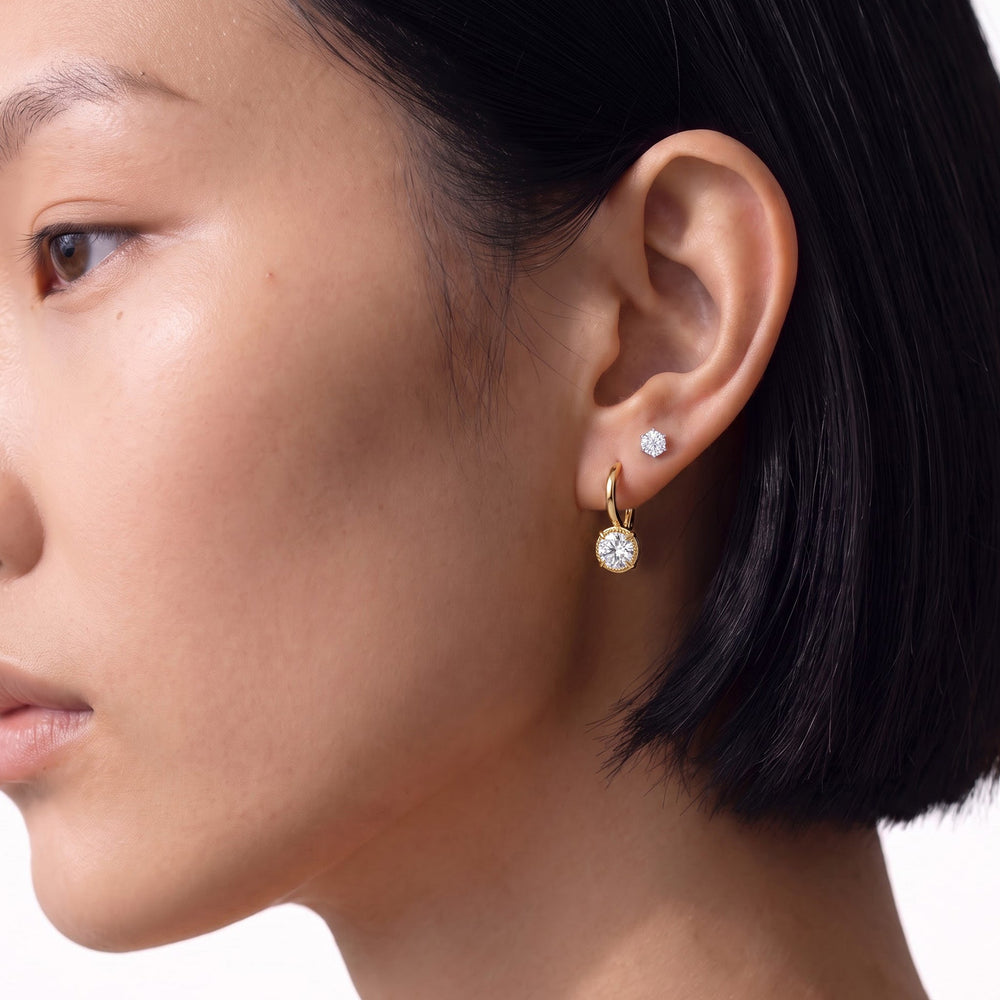 The Mercer Leverback Earrings with 14KT Yellow Gold / Lab / 2 Cut Diamond in 14KT Yellow Gold / Lab / 2 view 4

