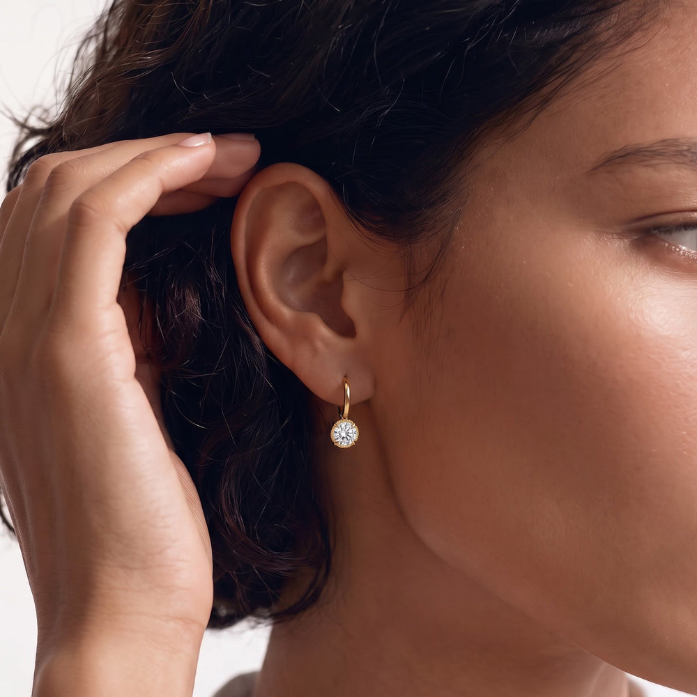 The Mercer Leverback Earrings with 14KT Yellow Gold / Lab / 2 Cut Diamond in 14KT Yellow Gold / Lab / 2 view 3

