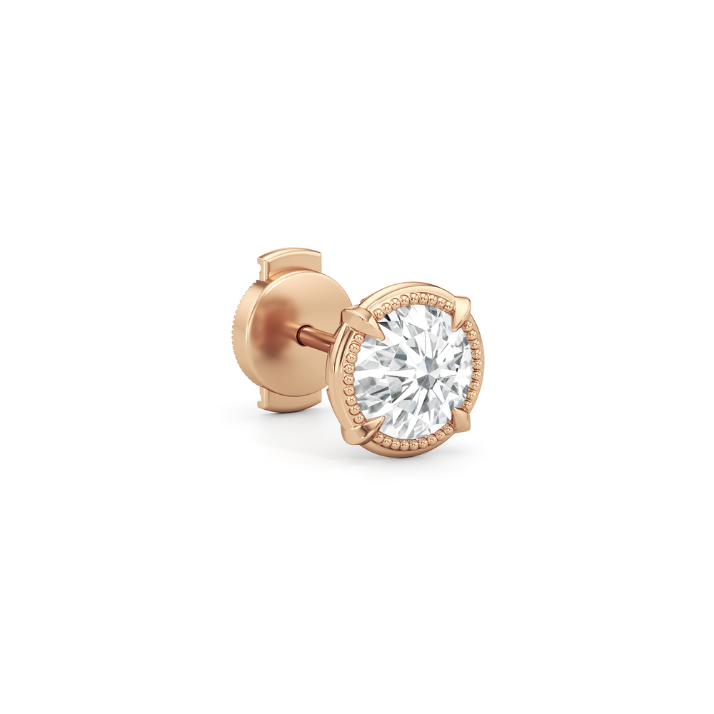 The Mercer Solitaire Studs with 14KT Rose Gold / Lab / 2 Cut Diamond in 14KT Rose Gold / Lab / 2 view 5
