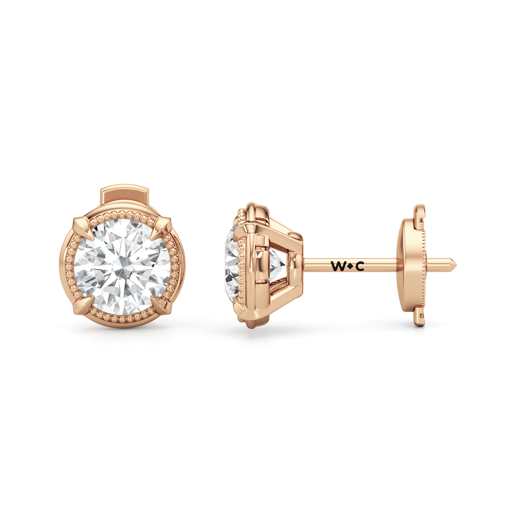 The Mercer Solitaire Studs with 14KT Rose Gold / Lab / 2 Cut Diamond in 14KT Rose Gold / Lab / 2 view 7
