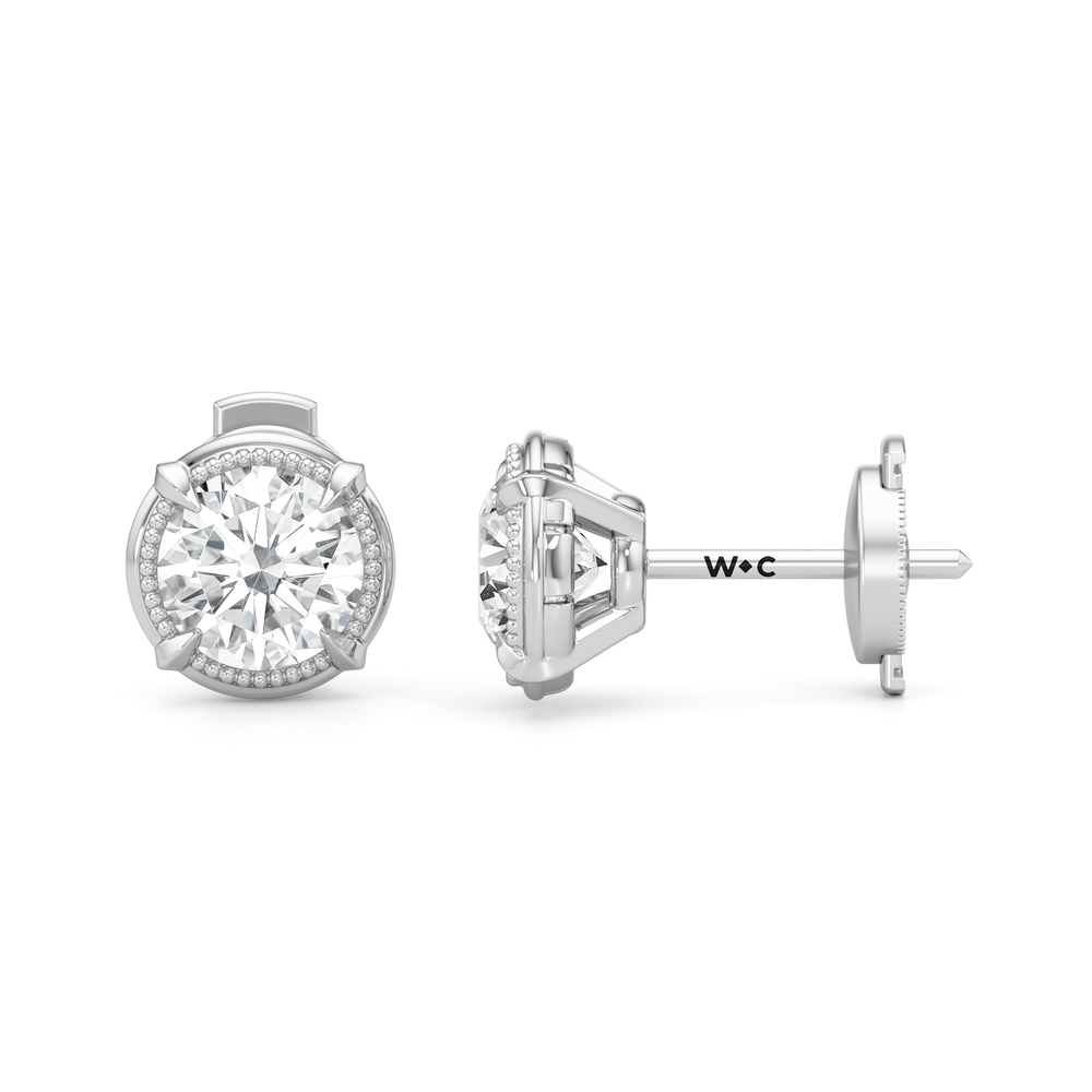The Mercer Solitaire Studs with 14KT White Gold / Lab / 2 Cut Diamond in 14KT White Gold / Lab / 2 view 7
