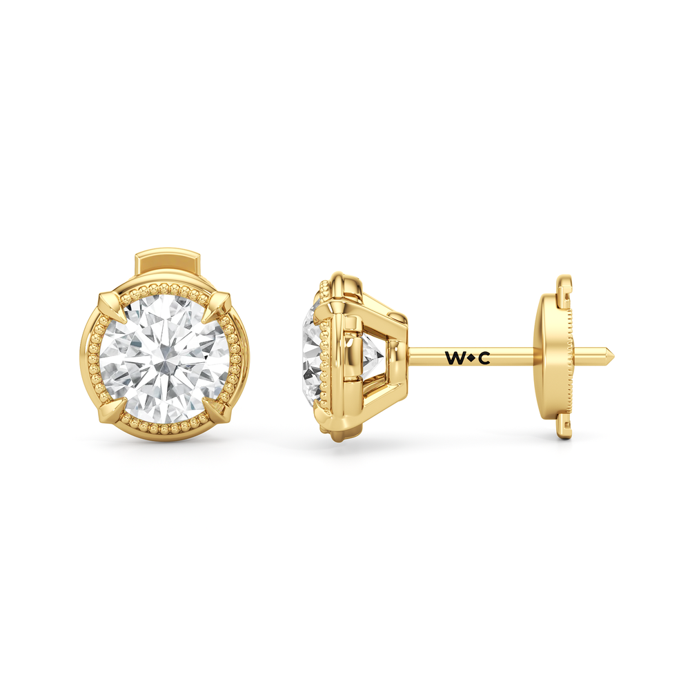 The Mercer Solitaire Studs with 14KT Yellow Gold / Lab / 2 Cut Diamond in 14KT Yellow Gold / Lab / 2 view 6
