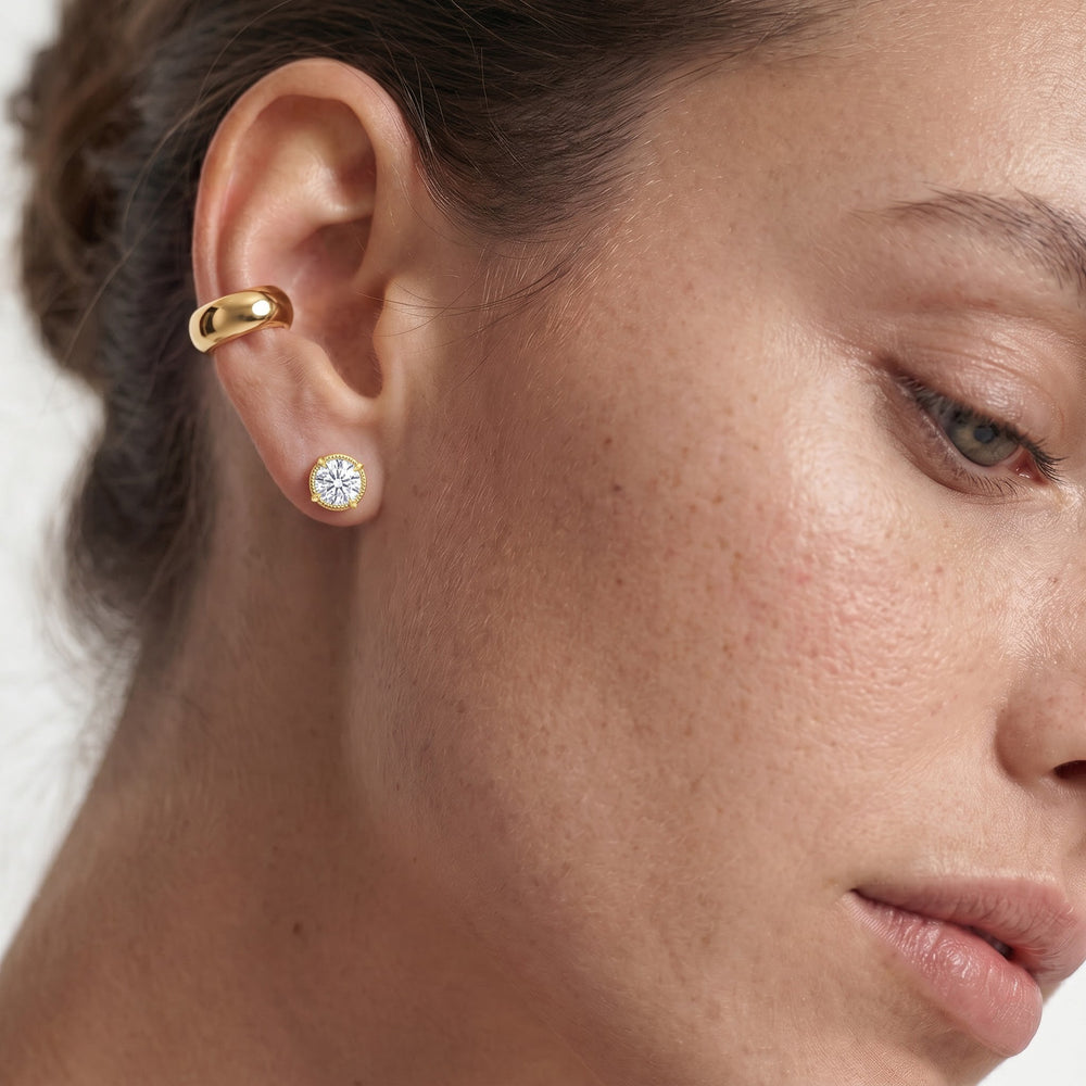 The Mercer Solitaire Studs with 14KT White Gold / Lab / 2 Cut Diamond in 14KT White Gold / Lab / 2 view 4
