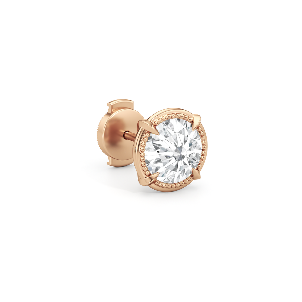 The Mercer Solitaire Studs with 14KT Rose Gold / Lab / 3 Cut Diamond in 14KT Rose Gold / Lab / 3 view 5
