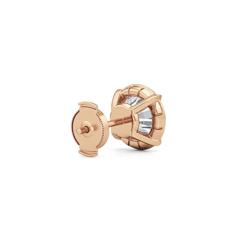 The Mercer Solitaire Studs with 14KT Rose Gold / Lab / 3 Cut Diamond in 14KT Rose Gold / Lab / 3 view 6
