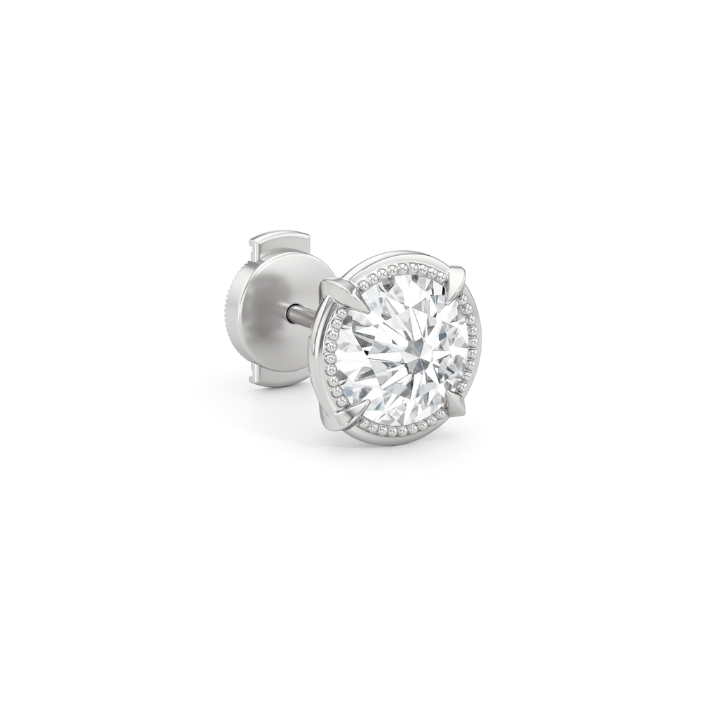 The Mercer Solitaire Studs with 14KT White Gold / Lab / 3 Cut Diamond in 14KT White Gold / Lab / 3 view 5
