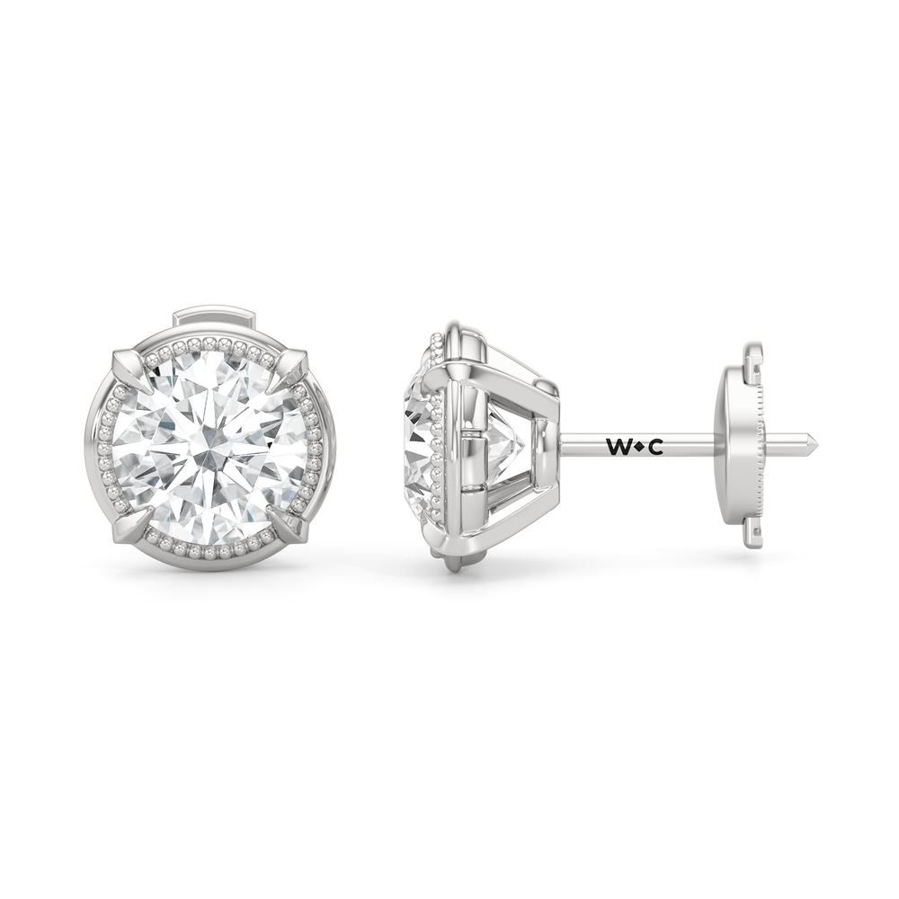 The Mercer Solitaire Studs with 14KT White Gold / Lab / 3 Cut Diamond in 14KT White Gold / Lab / 3 view 7
