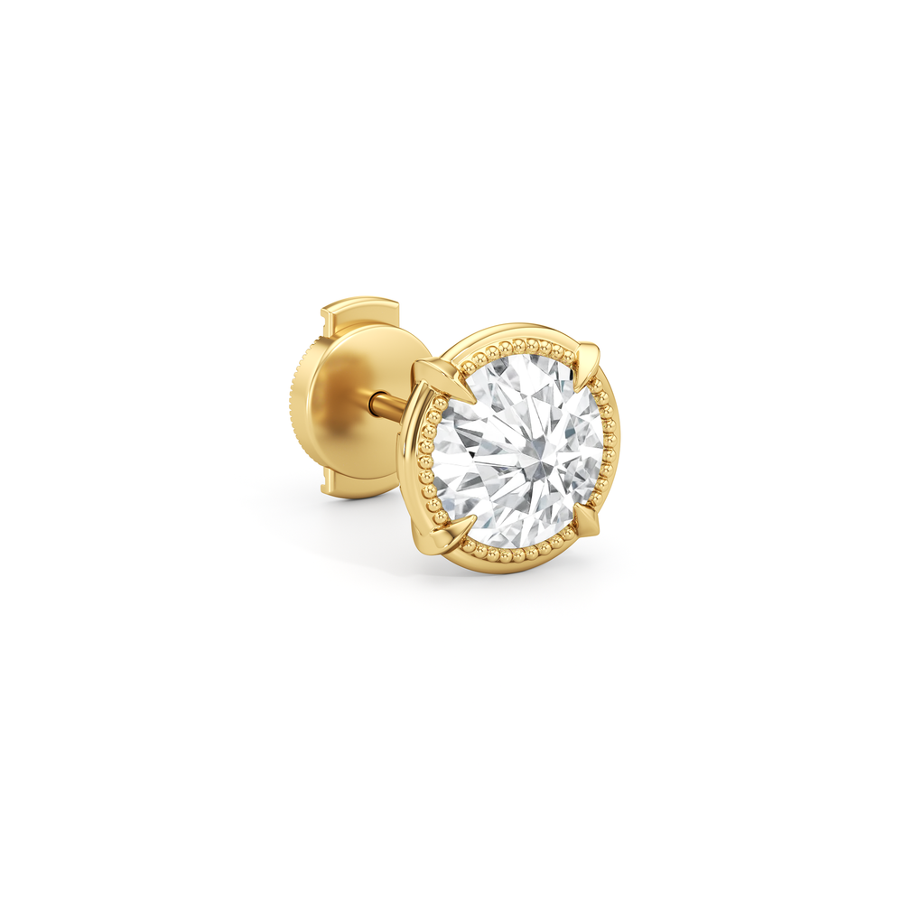 The Mercer Solitaire Studs with 14KT Yellow Gold / Lab / 3 Cut Diamond in 14KT Yellow Gold / Lab / 3 view 5

