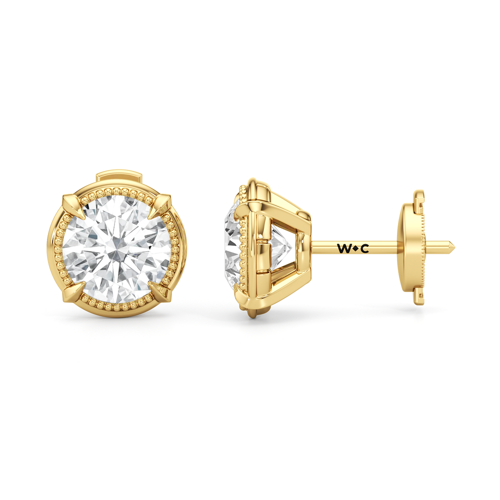 The Mercer Solitaire Studs with 14KT Yellow Gold / Lab / 3 Cut Diamond in 14KT Yellow Gold / Lab / 3 view 7
