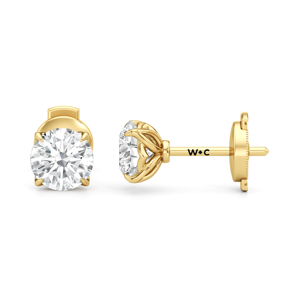 The Tulip Grand Studs with 14KT Yellow Gold / Lab / 2 Cut Diamond in 14KT Yellow Gold / Lab / 2 view 7

