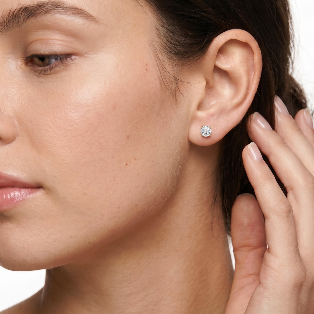 The Tulip Grand Studs with 14KT Yellow Gold / Lab / 2 Cut Diamond in 14KT Yellow Gold / Lab / 2 view 3
