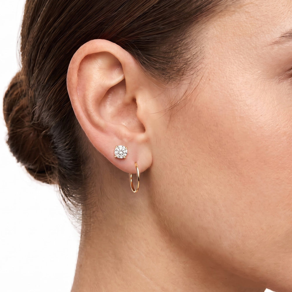 The Tulip Grand Studs with 14KT Yellow Gold / Lab / 2 Cut Diamond in 14KT Yellow Gold / Lab / 2 view 4
