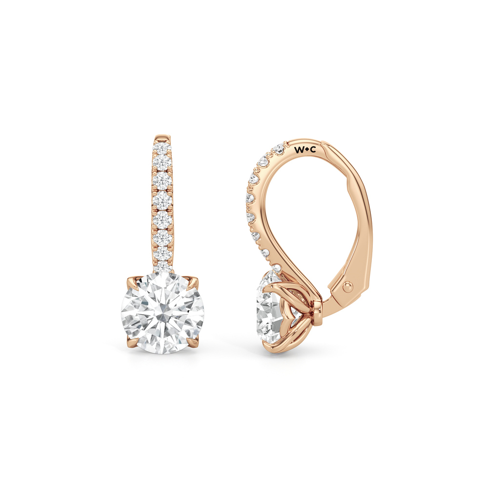 The Tulip Drop Earrings with 14KT Rose Gold / Lab / 2 1/6 Cut Diamond in 14KT Rose Gold / Lab / 2 1/6 view 7
