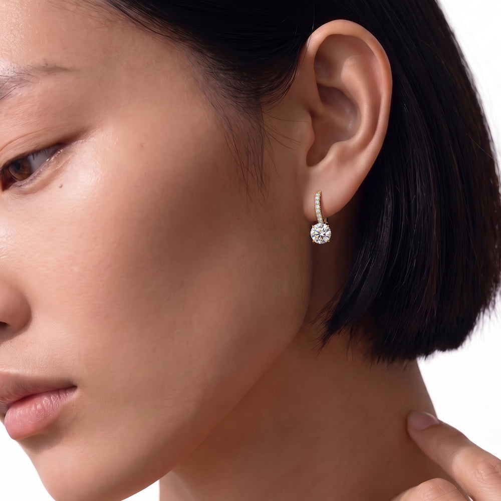 The Tulip Drop Earrings with 14KT White Gold / Lab / 2 1/6 Cut Diamond in 14KT White Gold / Lab / 2 1/6 view 3
