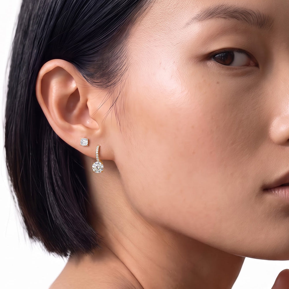 The Tulip Drop Earrings with 14KT Rose Gold / Lab / 2 1/6 Cut Diamond in 14KT Rose Gold / Lab / 2 1/6 view 4
