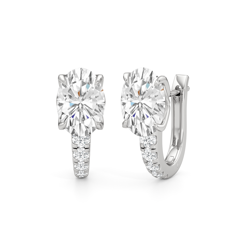 The Tulip Bloom Huggies with 14KT White Gold / Lab / 2 1/5 Cut Diamond in 14KT White Gold / Lab / 2 1/5 view 2
