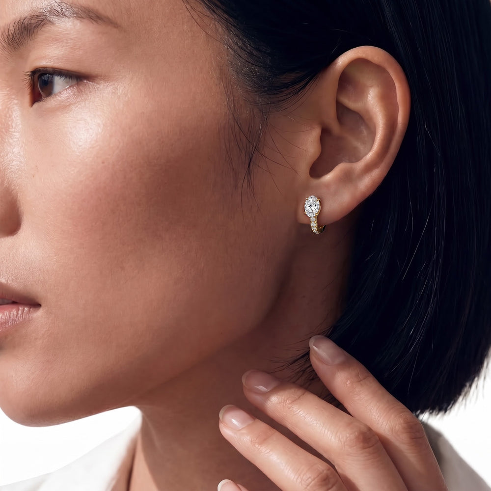 The Tulip Bloom Huggies with 14KT Yellow Gold / Lab / 2 1/5 Cut Diamond in 14KT Yellow Gold / Lab / 2 1/5 view 3
