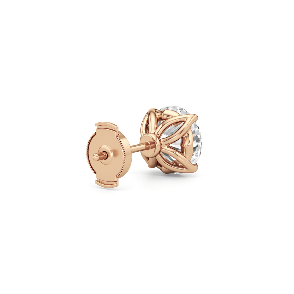The Tulip Grand Studs with 14KT Rose Gold / Lab / 4 Cut Diamond in 14KT Rose Gold / Lab / 4 view 6
