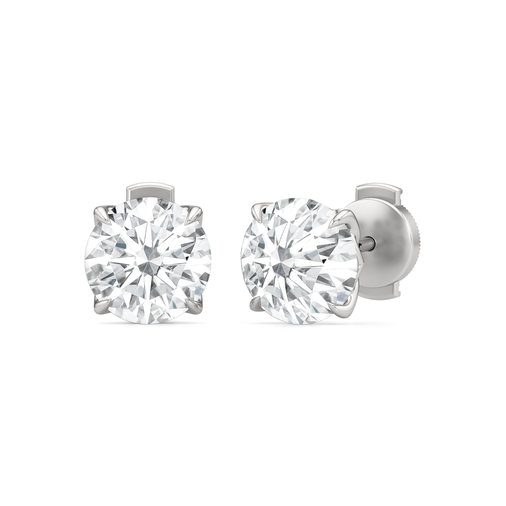 The Tulip Grand Studs with 14KT White Gold / Lab / 4 Cut Diamond in 14KT White Gold / Lab / 4 view 2
