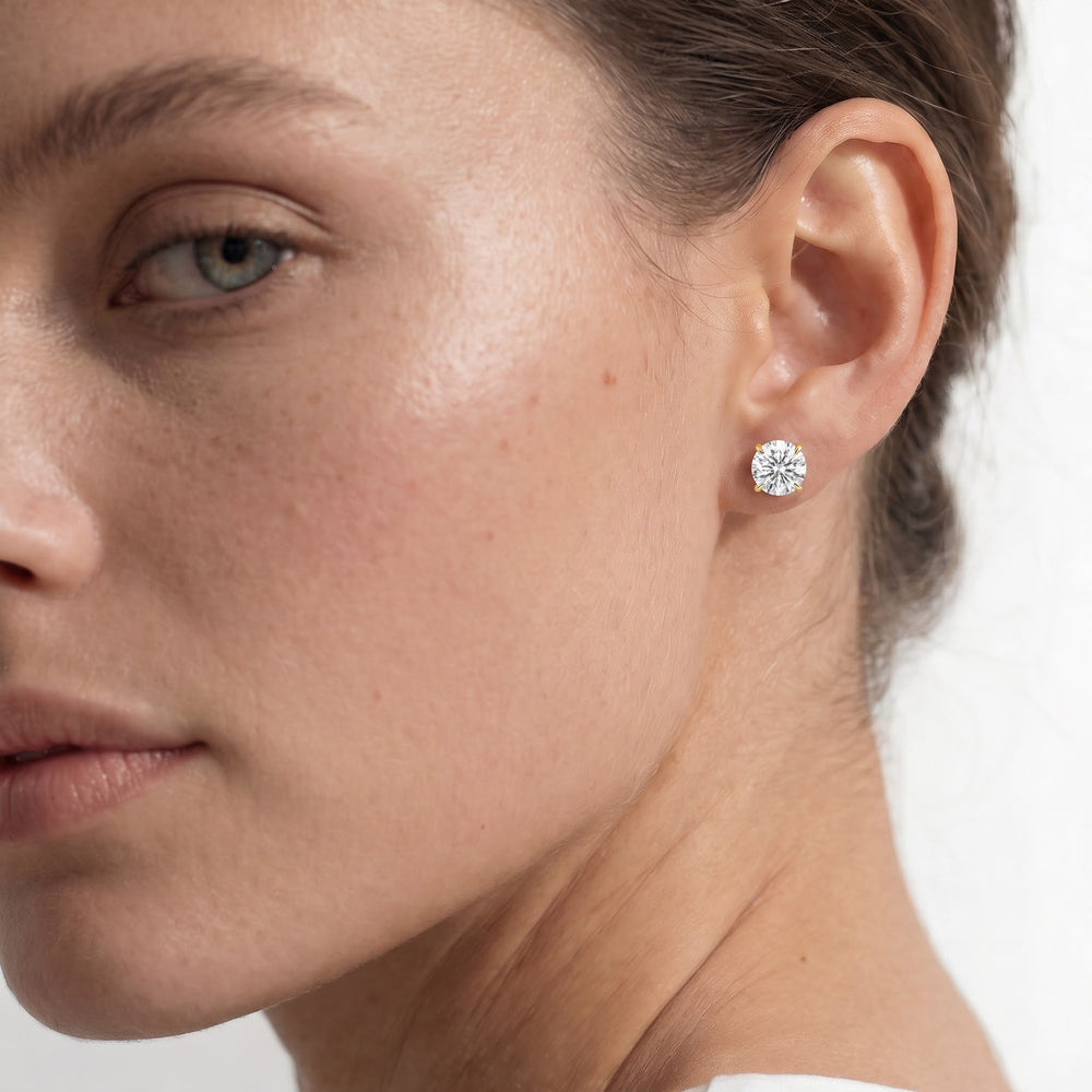 The Tulip Grand Studs with 14KT Yellow Gold / Lab / 4 Cut Diamond in 14KT Yellow Gold / Lab / 4 view 3
