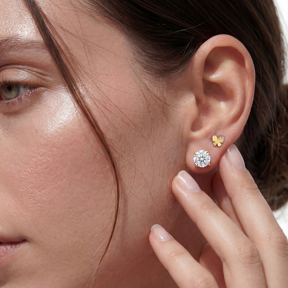 The Tulip Grand Studs with 14KT White Gold / Lab / 4 Cut Diamond in 14KT White Gold / Lab / 4 view 4
