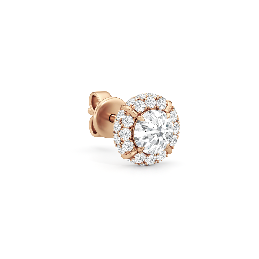The Windsor Halo Studs with 14KT Rose Gold / Lab / 1 3/4 Cut Diamond in 14KT Rose Gold / Lab / 1 3/4 view 5
