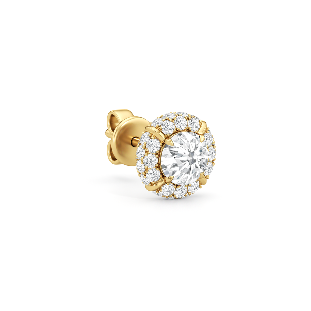 The Windsor Halo Studs with 14KT Yellow Gold / Lab / 1 3/4 Cut Diamond in 14KT Yellow Gold / Lab / 1 3/4 view 5

