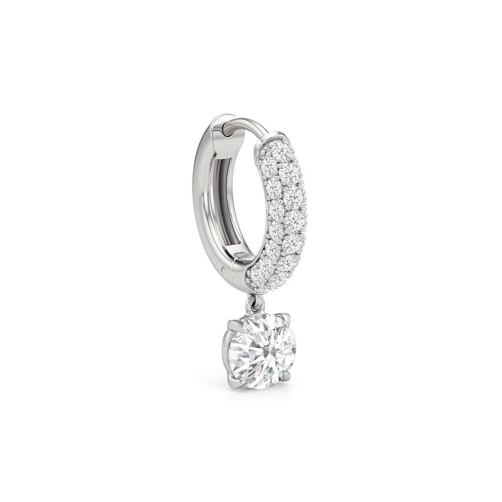 The Windsor Drop Huggies with 14KT White Gold / Lab / 1 3/8 Cut Diamond in 14KT White Gold / Lab / 1 3/8 view 5
