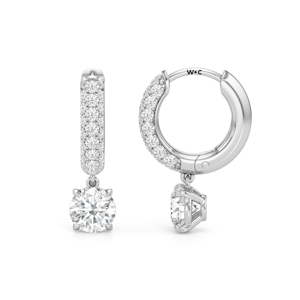 The Windsor Drop Huggies with 14KT White Gold / Lab / 1 3/8 Cut Diamond in 14KT White Gold / Lab / 1 3/8 view 7
