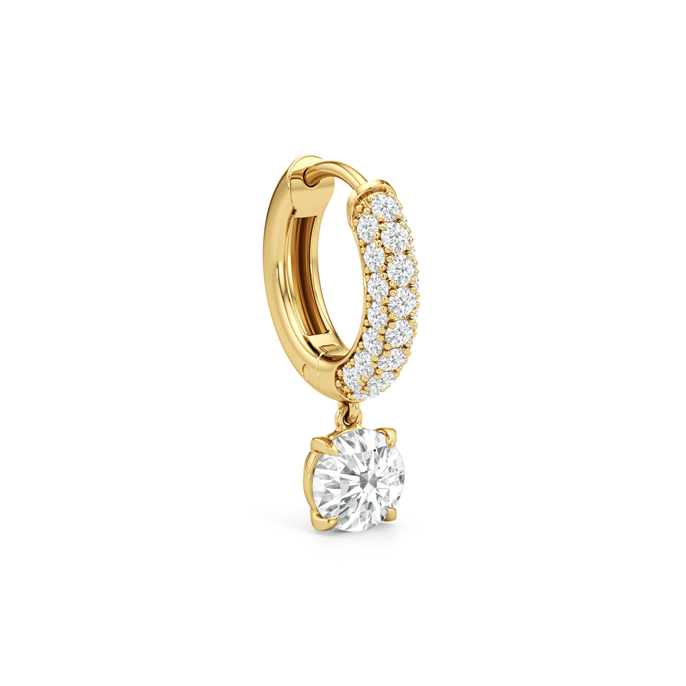The Windsor Drop Huggies with 14KT Yellow Gold / Lab / 1 3/8 Cut Diamond in 14KT Yellow Gold / Lab / 1 3/8 view 5
