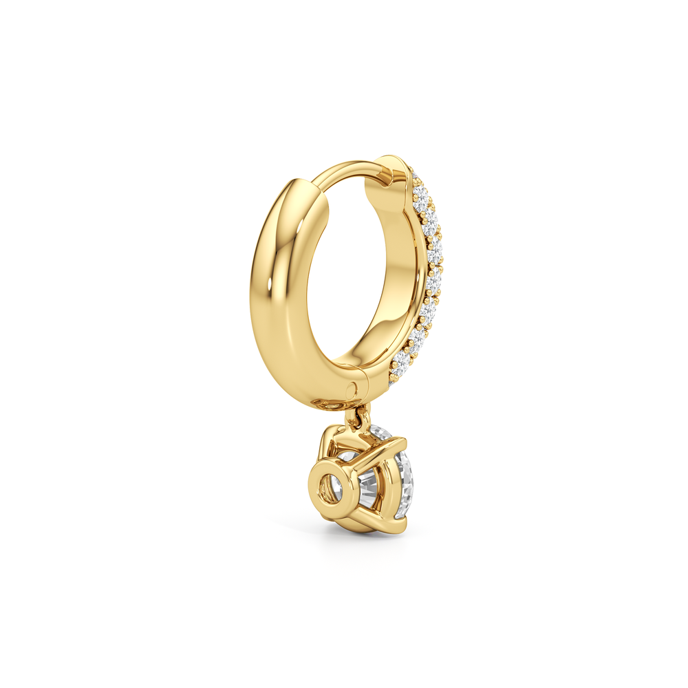 The Windsor Drop Huggies with 14KT Yellow Gold / Lab / 1 3/8 Cut Diamond in 14KT Yellow Gold / Lab / 1 3/8 view 6
