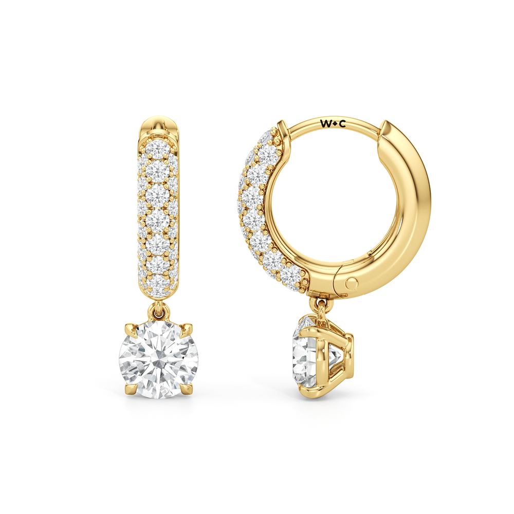 The Windsor Drop Huggies with 14KT Yellow Gold / Lab / 1 3/8 Cut Diamond in 14KT Yellow Gold / Lab / 1 3/8 view 7

