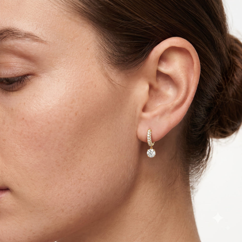 The Windsor Drop Huggies with 14KT White Gold / Lab / 1 3/8 Cut Diamond in 14KT White Gold / Lab / 1 3/8 view 3
