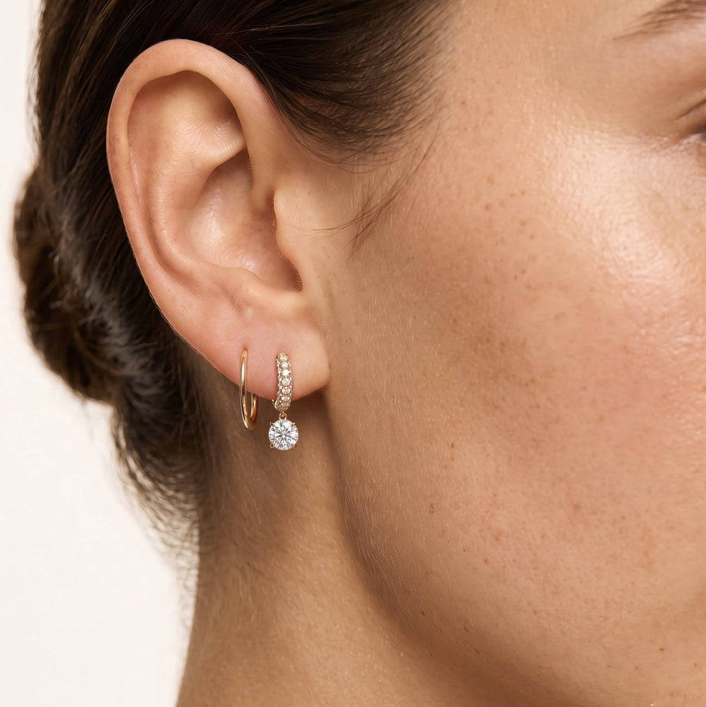 The Windsor Drop Huggies with 14KT White Gold / Lab / 1 3/8 Cut Diamond in 14KT White Gold / Lab / 1 3/8 view 4
