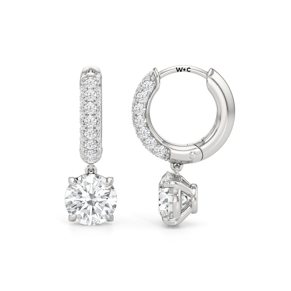The Windsor Drop Huggies with 14KT White Gold / Lab / 2 3/8 Cut Diamond in 14KT White Gold / Lab / 2 3/8 view 7
