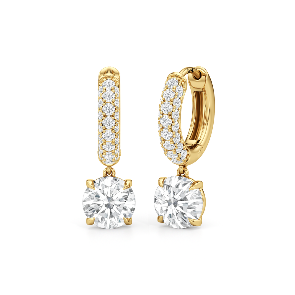 The Windsor Drop Huggies with 14KT Yellow Gold / Lab / 2 3/8 Cut Diamond in 14KT Yellow Gold / Lab / 2 3/8 view 2
