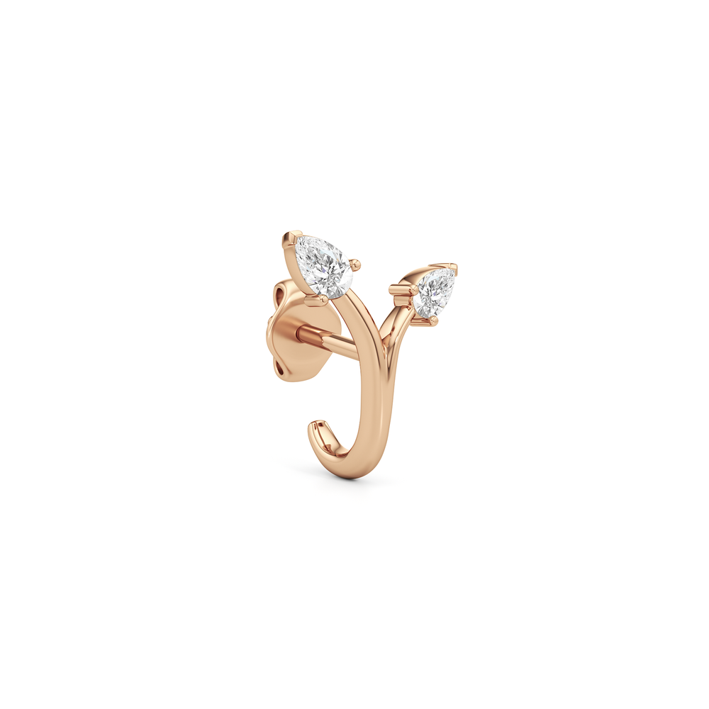 The Vine Sculpted Hoops with 14KT Rose Gold / Lab / 1/4 Cut Diamond in 14KT Rose Gold / Lab / 1/4 view 4

